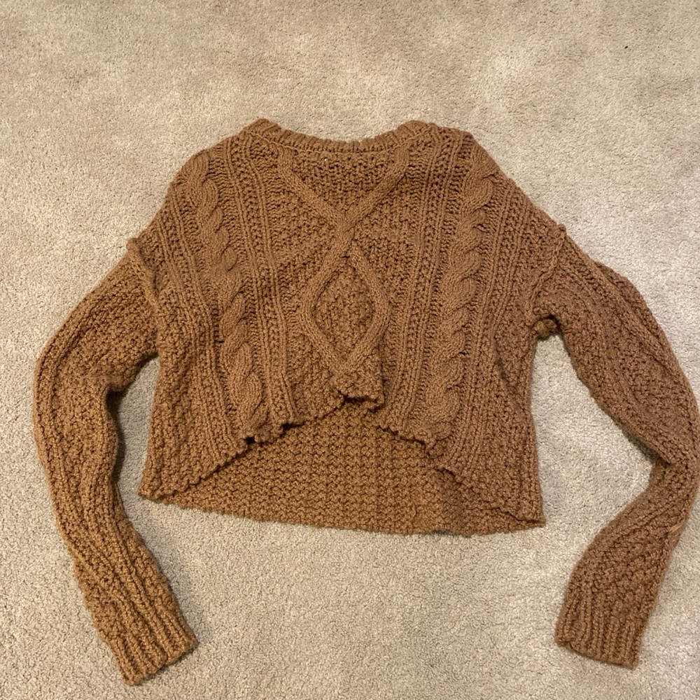 Free People Brown Crew Neck Sweater
